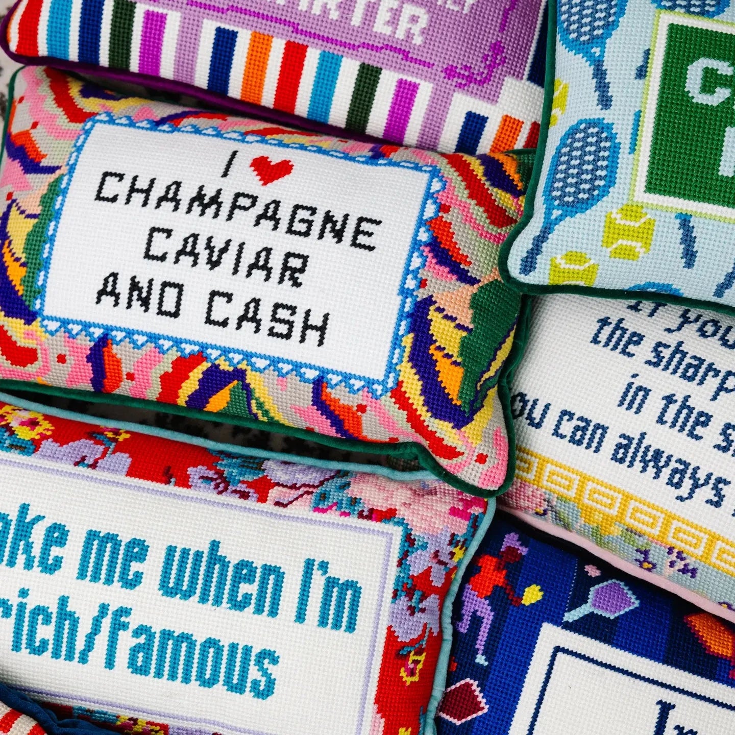 Mom Rules Needlepoint Pillow Home Decor - Pillows Furbish 