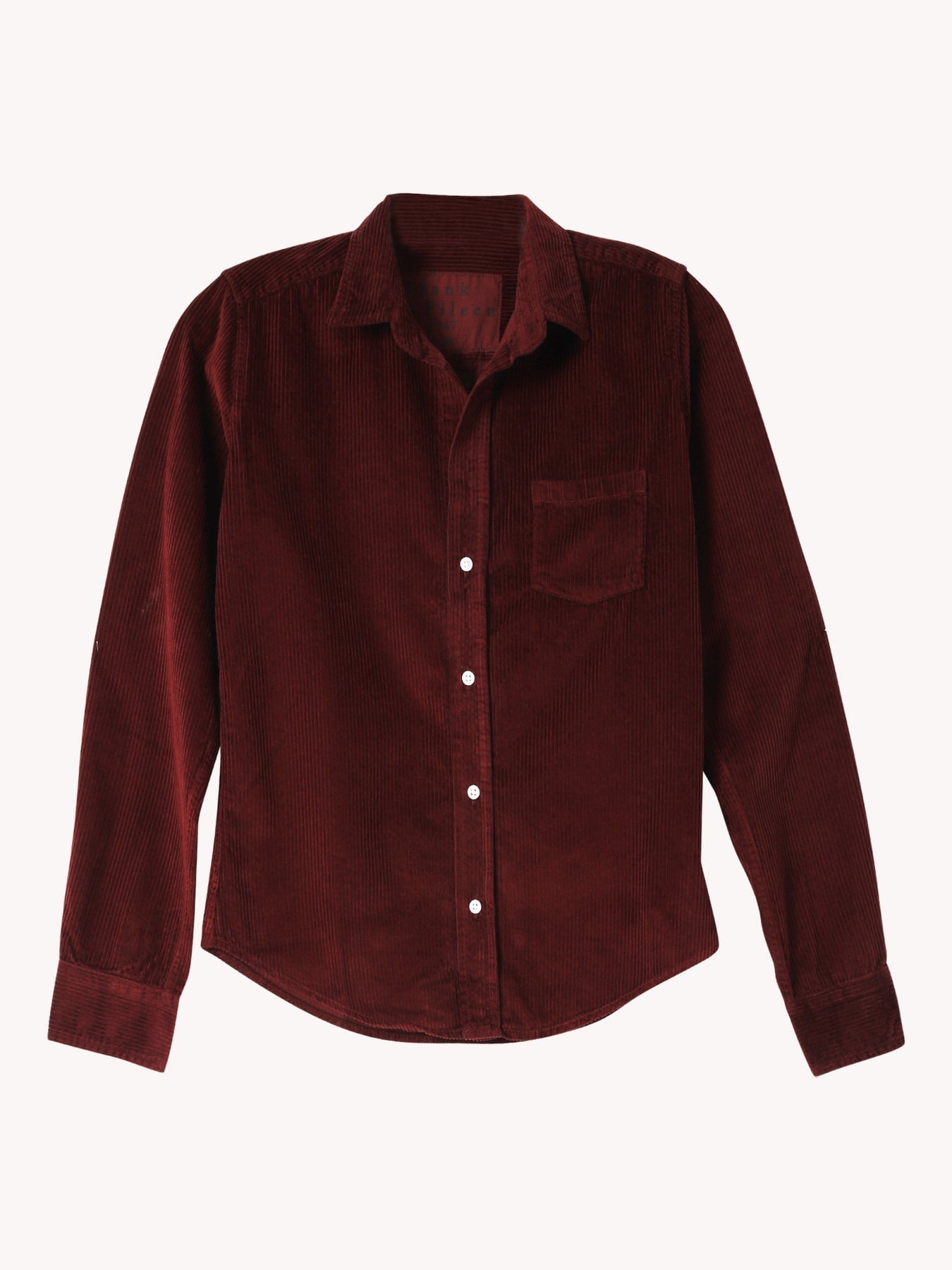 Barry Tailored Button Up Shirt Maroon Corduroy Tops - Button Down Frank & Eileen 