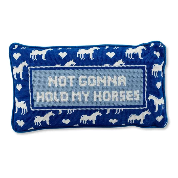 Hold My Horses Needlepoint Pillow Home Decor - Pillows Furbish 