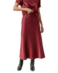 Slub Woven Bias Skirt Cabernet Skirts - Midi Lilla P 