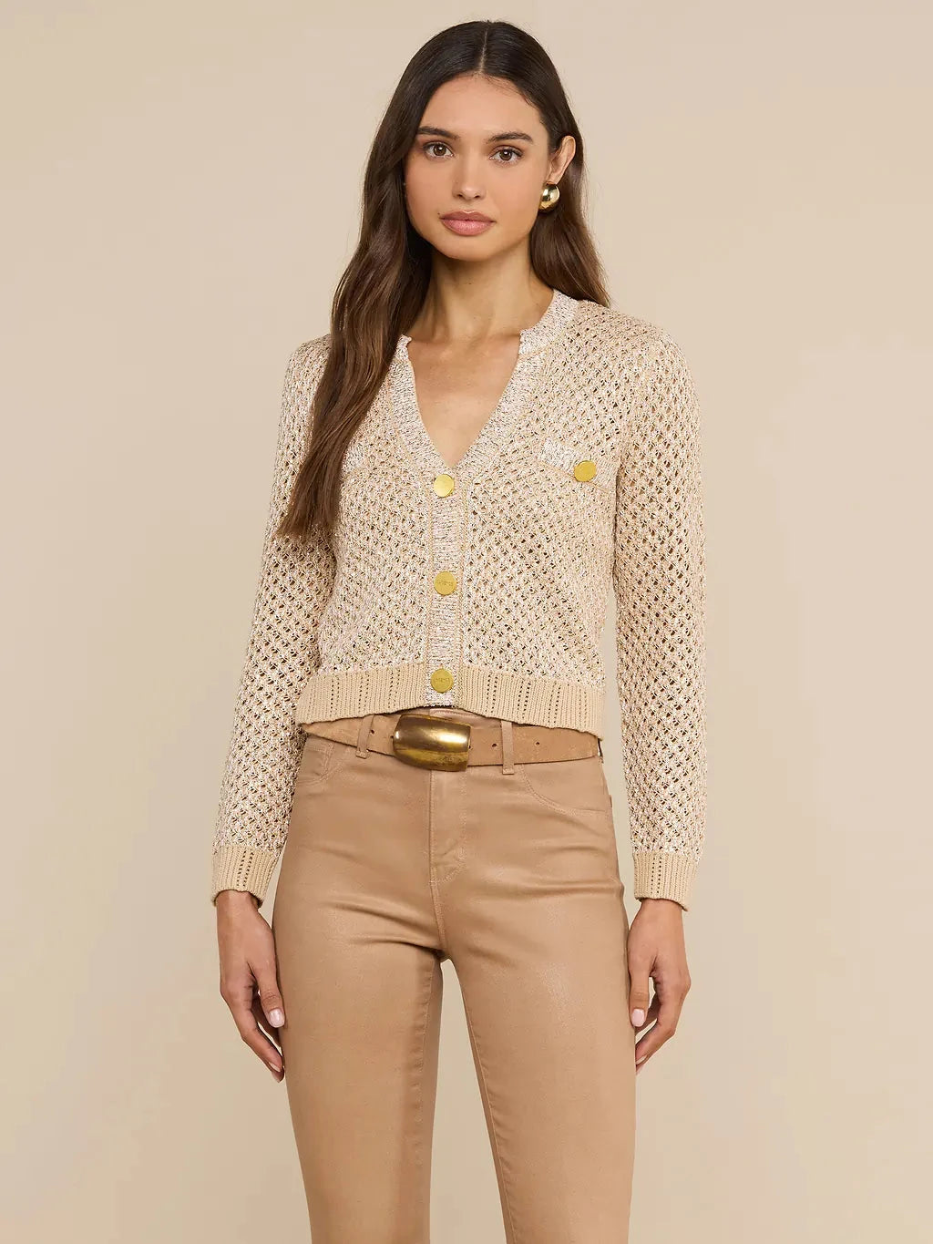 Blanca Sequin Cardigan Natural Multi/ Gold