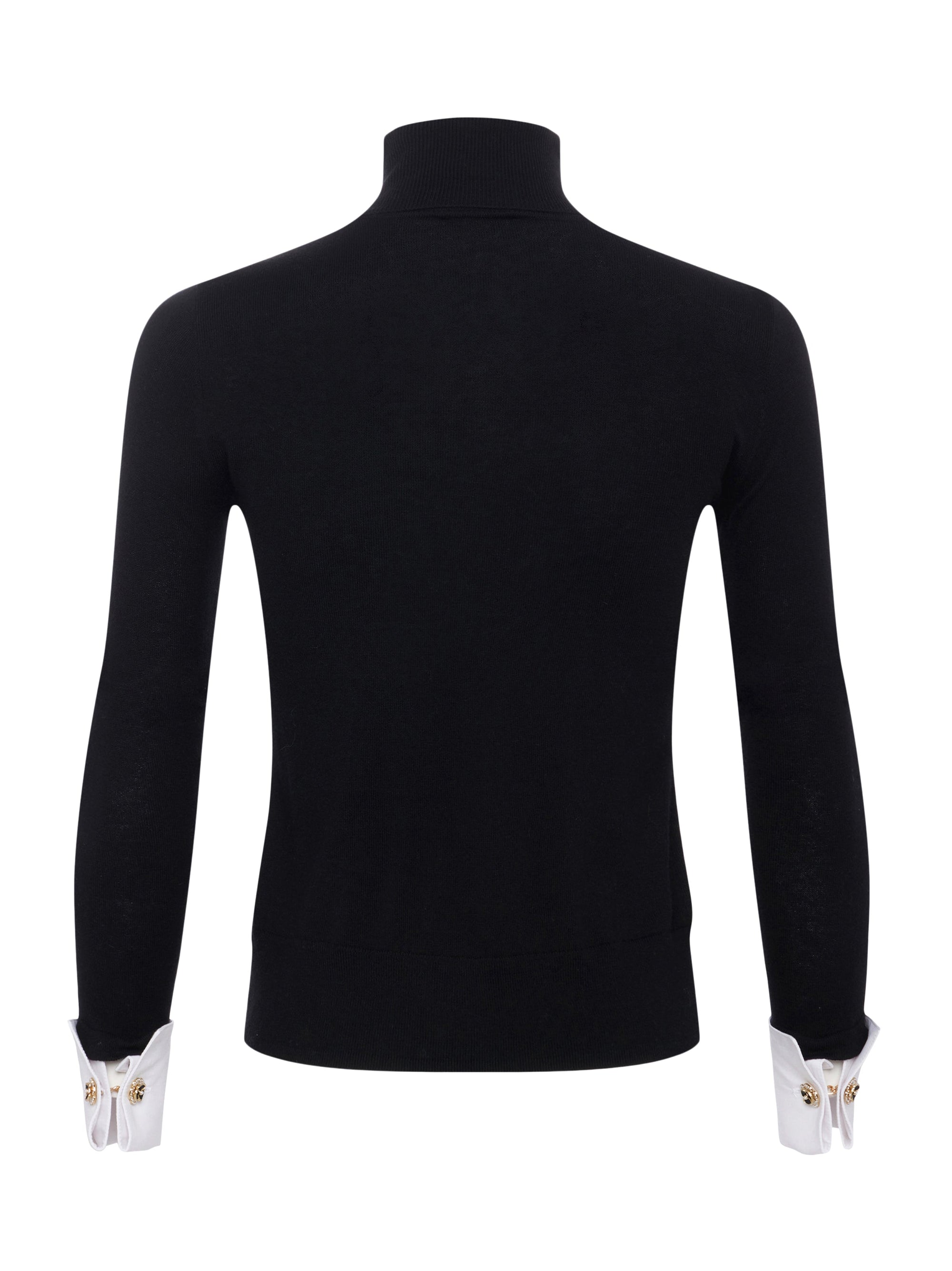 Flora Poplin Cuff Sweater Black/White