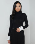 Flora Poplin Cuff Sweater Black/White