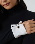 Flora Poplin Cuff Sweater Black/White