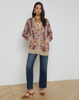 Macie Houndstooth Cardi Natural/Pink/Burgundy/Black Sequin