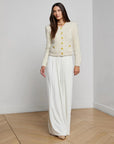 Una Knit Cardigan Ivory/Gold Lurex Multi Sweater - Cardigans L'Agence 