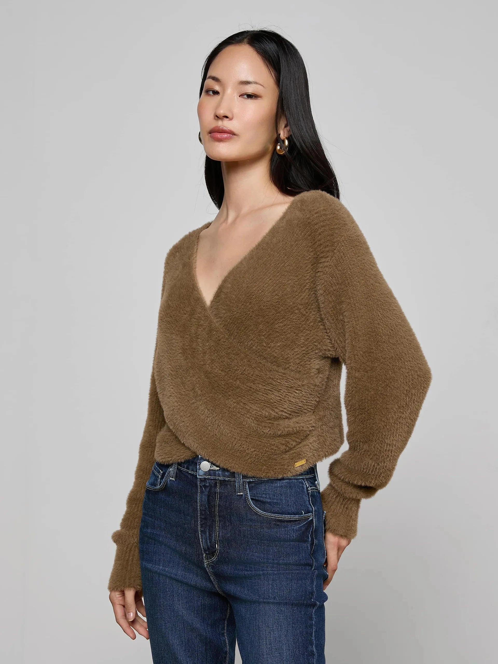 Antonella Crossover Sweater Driftwood Sweater - V-Neck L'Agence 