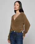 Antonella Crossover Sweater Driftwood Sweater - V-Neck L'Agence 