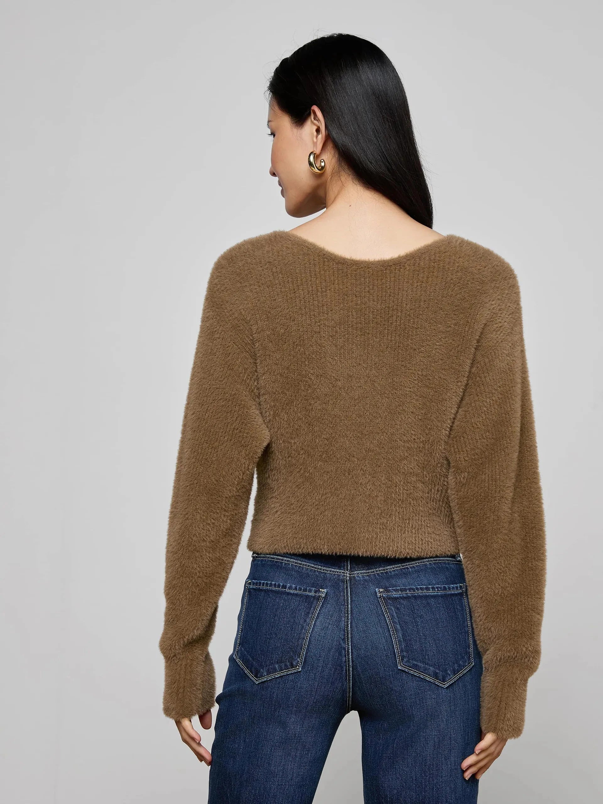 Antonella Crossover Sweater Driftwood Sweater - V-Neck L'Agence 