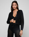 Orla Pointelle Knit Top Black Sweater - Cardigans L'Agence 