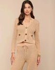 Orla Pointelle Knit Top Light Cappuccino Sweater - Cardigans L'Agence 