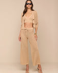 Orla Pointelle Knit Top Light Cappuccino Sweater - Cardigans L'Agence 