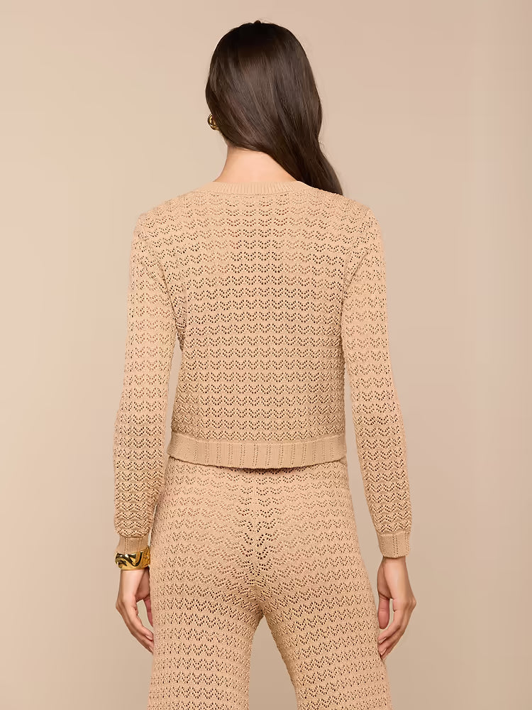 Orla Pointelle Knit Top Light Cappuccino Sweater - Cardigans L'Agence 