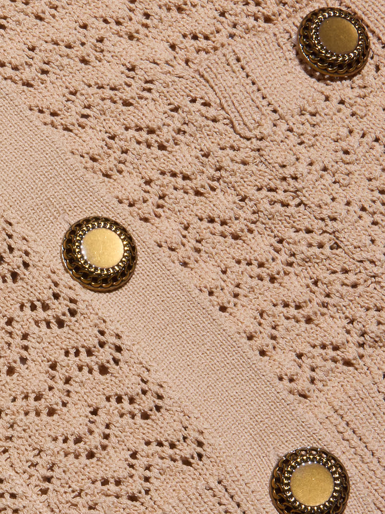 Orla Pointelle Knit Top Light Cappuccino Sweater - Cardigans L'Agence 