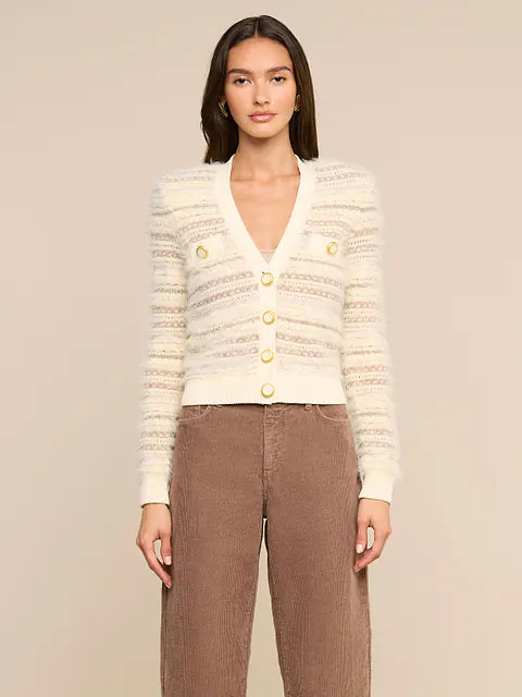 Ariadne Mixed Stitch Cardigan Ecru/Natural Multi