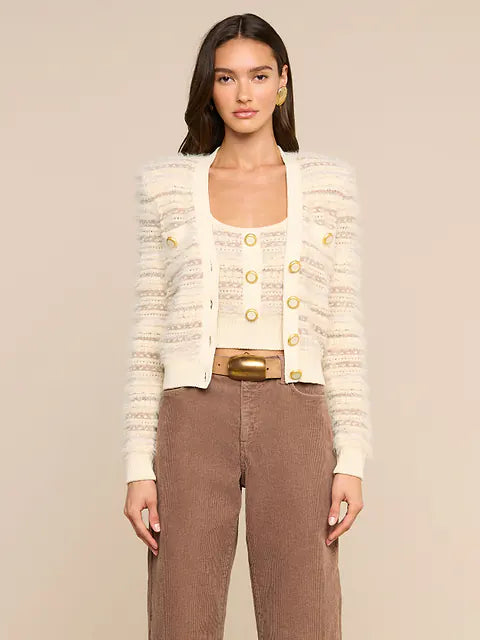 Ariadne Mixed Stitch Cardigan Ecru/Natural Multi