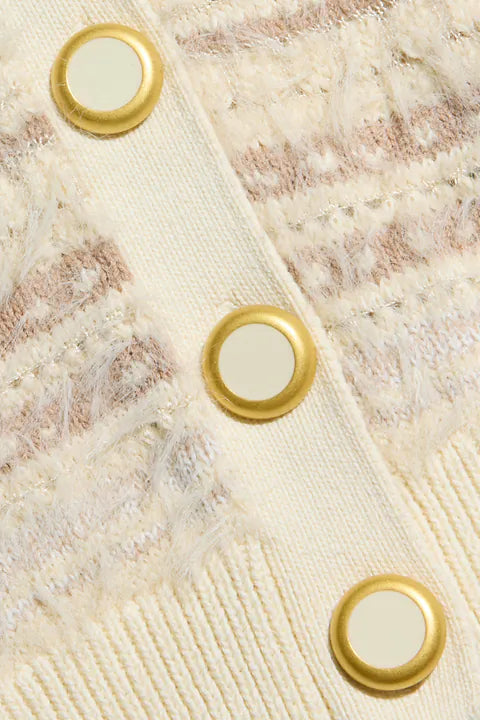 Ariadne Mixed Stitch Cardigan Ecru/Natural Multi