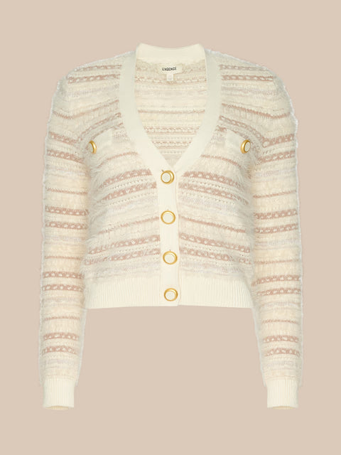 Ariadne Mixed Stitch Cardigan Ecru/Natural Multi