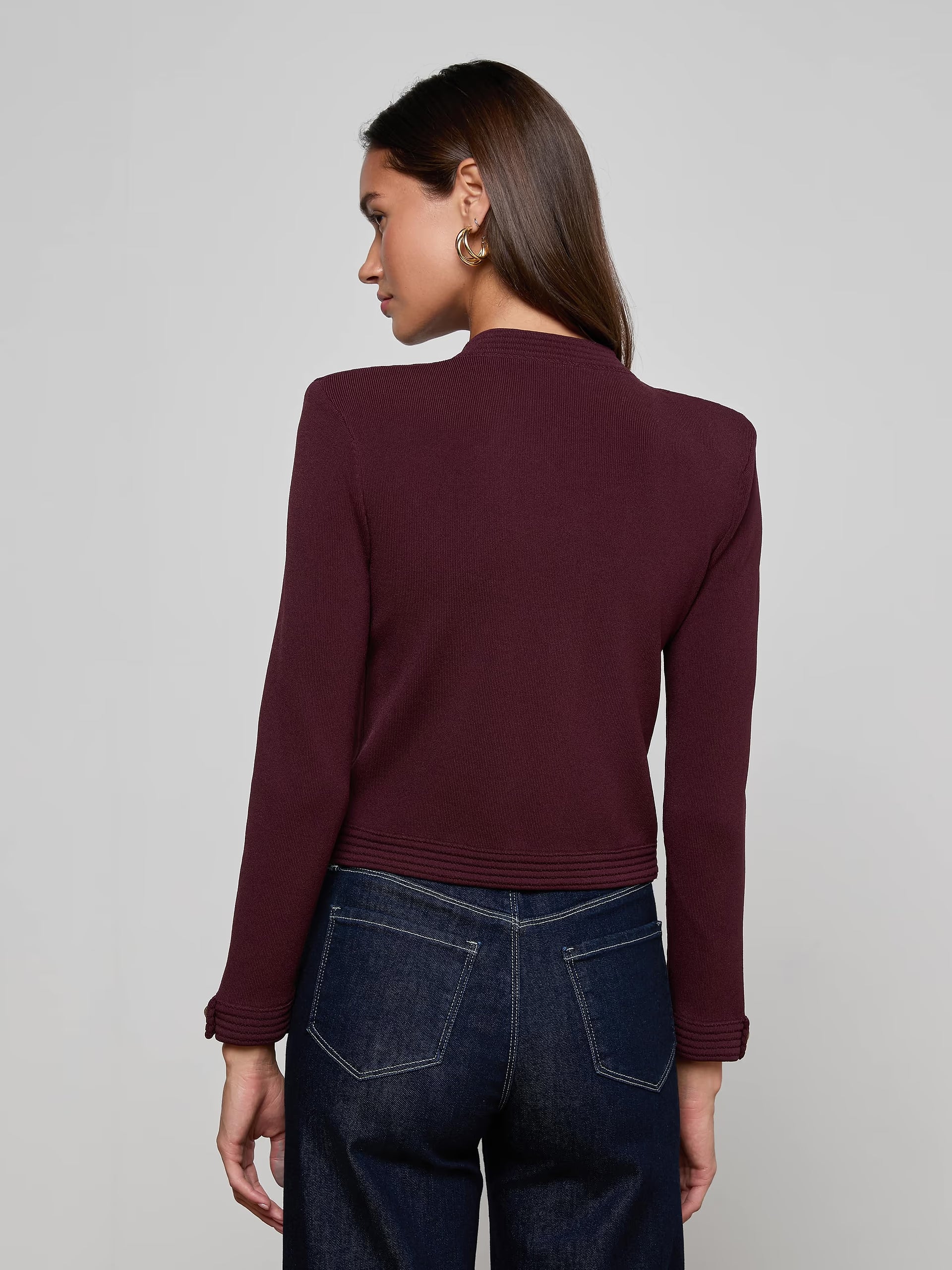 Patsy Cropped Cardigan Malbec/Gold Sweater - Cardigans L'Agence 