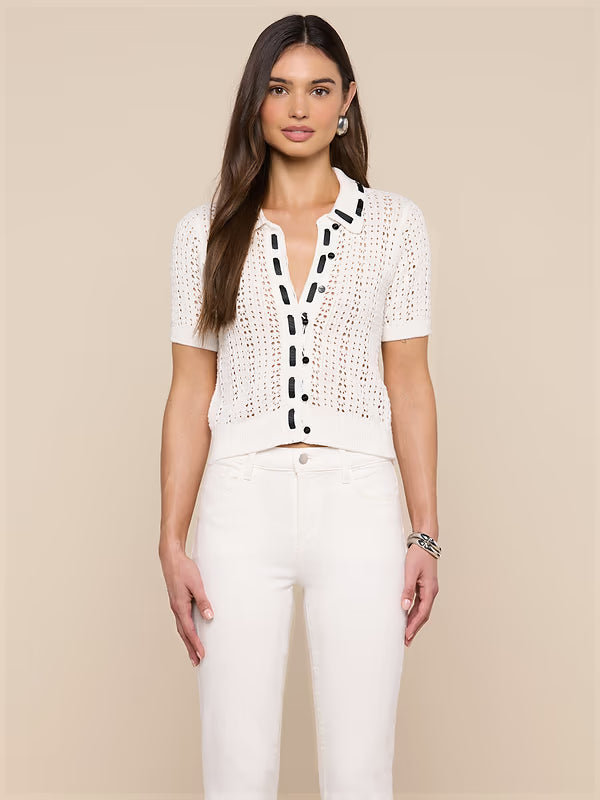 Ninette Knit Top White/Black Tops - Blouses L'Agence 