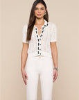 Ninette Knit Top White/Black Tops - Blouses L'Agence 