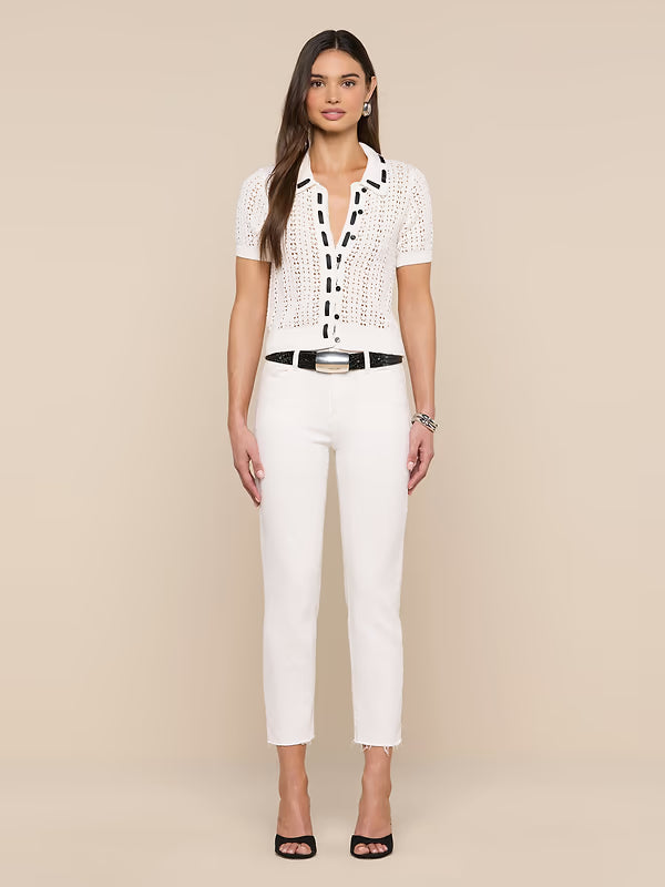 Ninette Knit Top White/Black Tops - Blouses L'Agence 