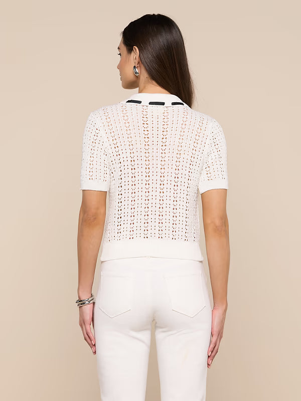 Ninette Knit Top White/Black Tops - Blouses L'Agence 