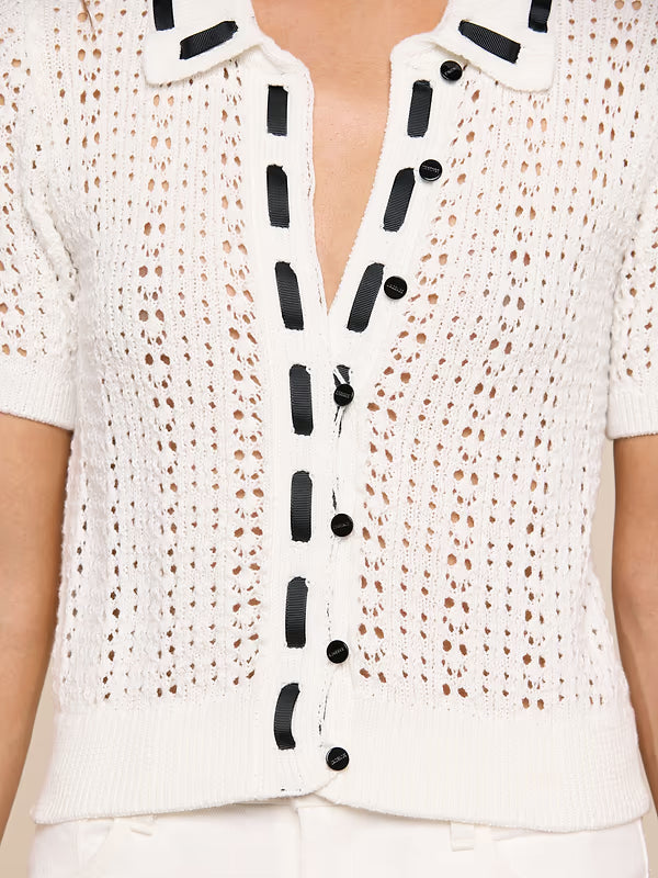 Ninette Knit Top White/Black Tops - Blouses L'Agence 