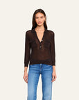 Carine Pointelle Collared Sweater Coffee Bean Sweater - Polo L'Agence 