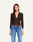 Carine Pointelle Collared Sweater Coffee Bean Sweater - Polo L'Agence 