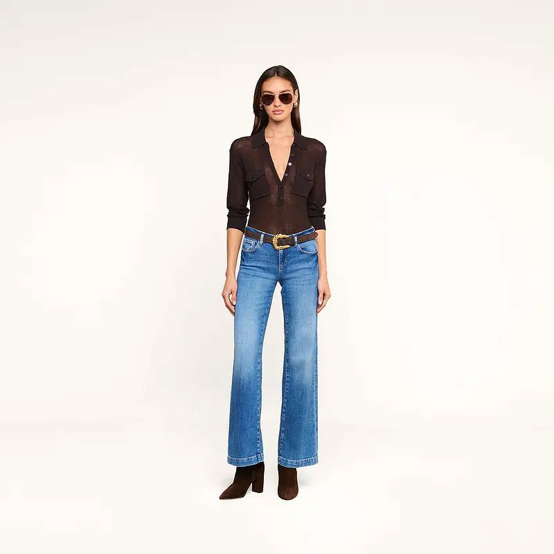 Carine Pointelle Collared Sweater Coffee Bean Sweater - Polo L'Agence 