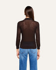 Carine Pointelle Collared Sweater Coffee Bean Sweater - Polo L'Agence 