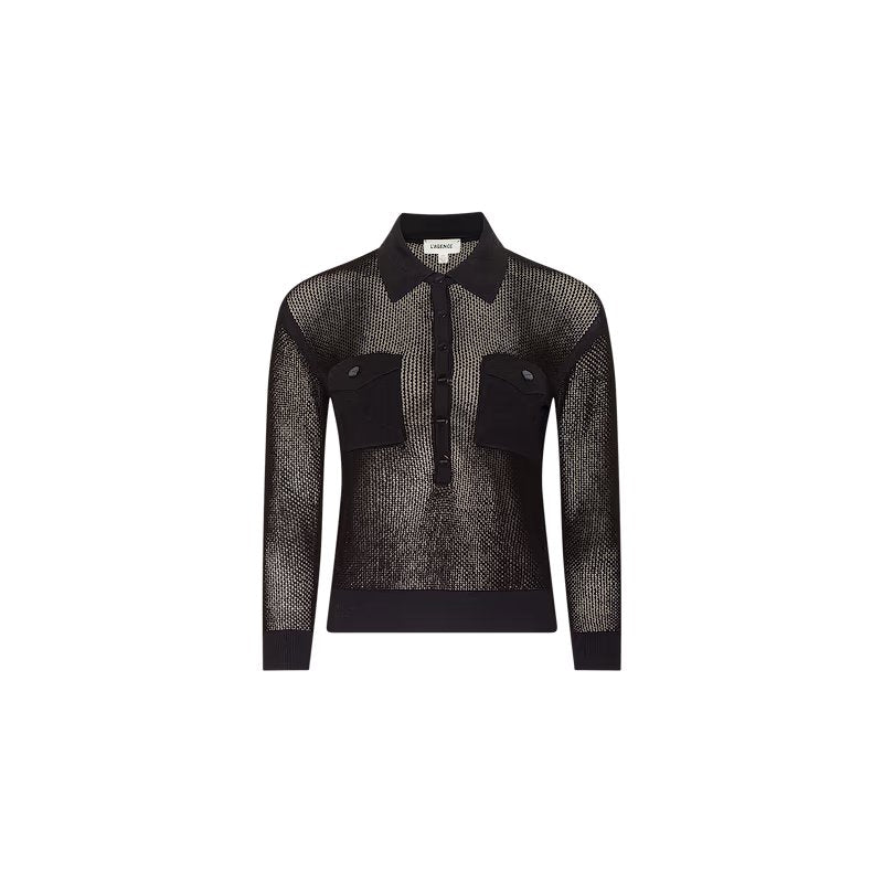 Carine Pointelle Collared Sweater Coffee Bean Sweater - Polo L'Agence 