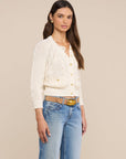 Darcy Cable Stitch Cardigan Ivory Sweater - Cardigans L'Agence 