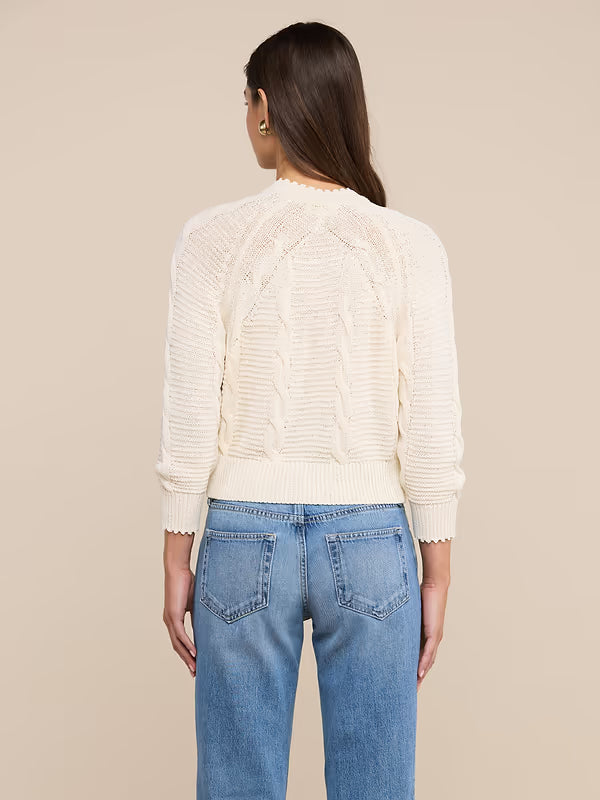 Darcy Cable Stitch Cardigan Ivory Sweater - Cardigans L'Agence 