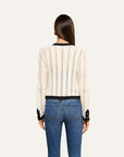 Zephyra Pointelle Knit Cardigan Ivory/Black Sweater - Cardigans L'Agence 