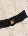 Zephyra Pointelle Knit Cardigan Ivory/Black Sweater - Cardigans L'Agence 