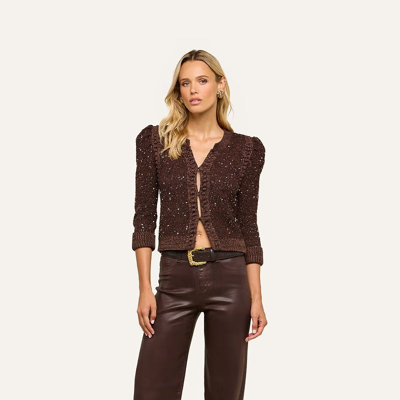 Thistle Sequined Cardigan Black/Java/Sequins Jackets - Blazers L'Agence 