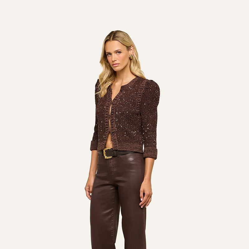 Thistle Sequined Cardigan Black/Java/Sequins Jackets - Blazers L'Agence 
