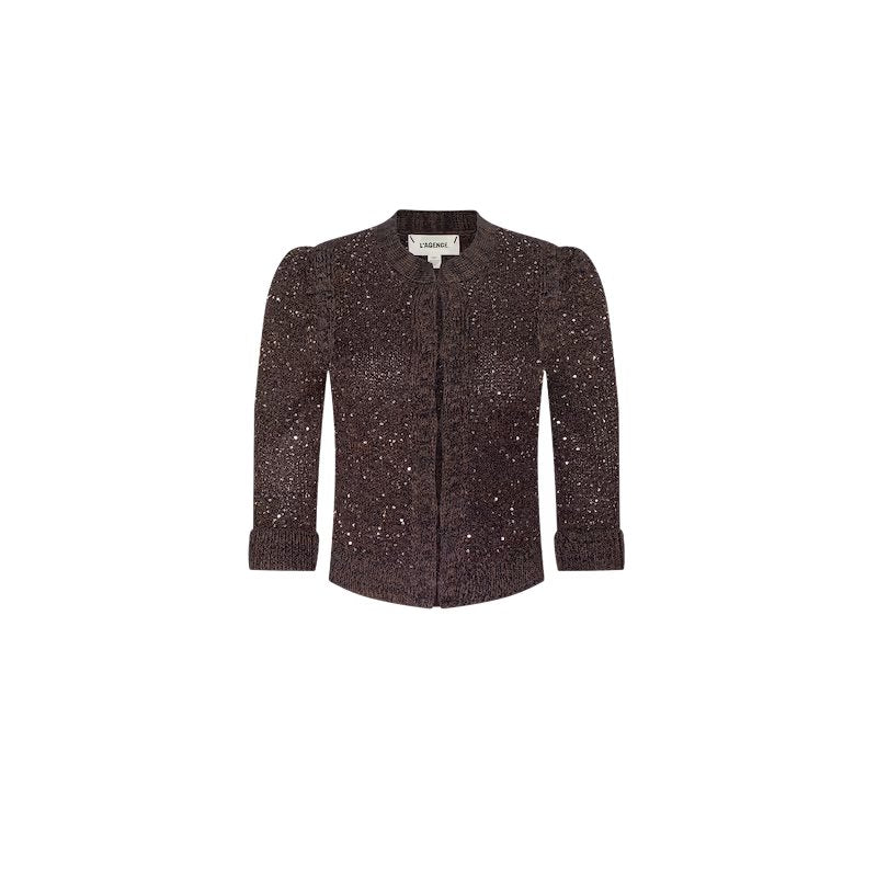 Thistle Sequined Cardigan Black/Java/Sequins Jackets - Blazers L'Agence 