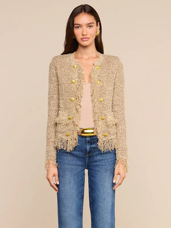 Mireille Fringe Cardigan Natural Jackets - Blazers L'Agence 