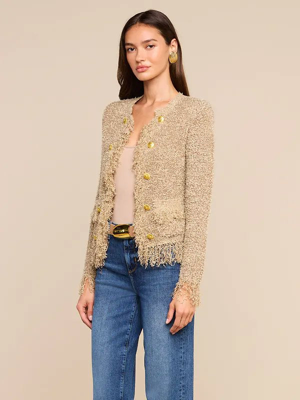 Mireille Fringe Cardigan Natural Jackets - Blazers L'Agence 