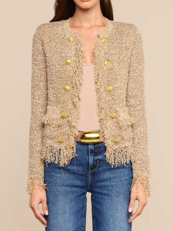 Mireille Fringe Cardigan Natural Jackets - Blazers L'Agence 