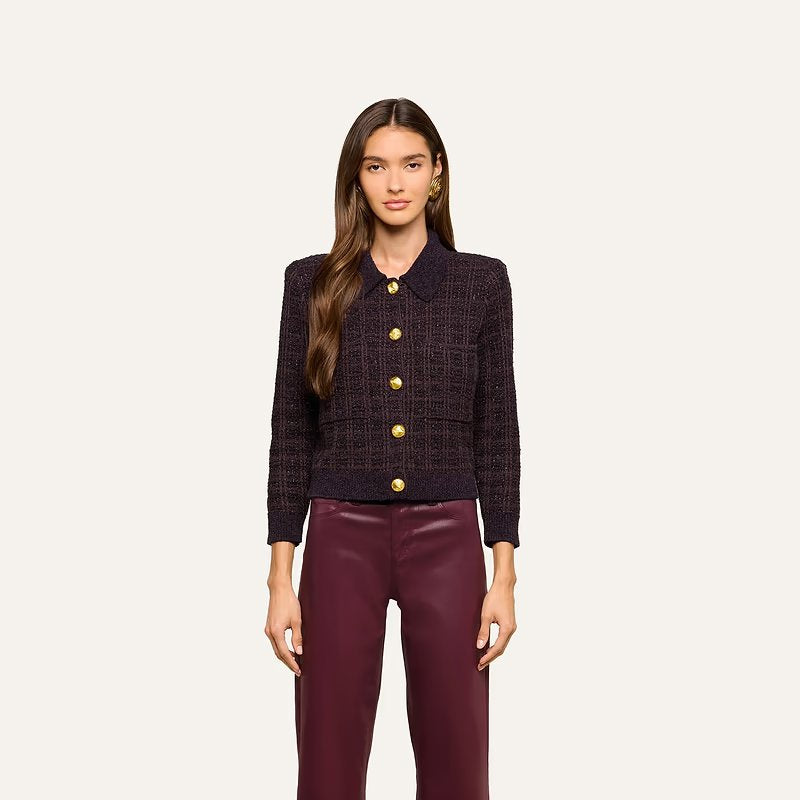Morrigan Cardigan Dark Java/Black/Burgundy Jackets - Blazers L'Agence 