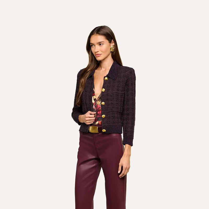 Morrigan Cardigan Dark Java/Black/Burgundy Jackets - Blazers L'Agence 