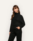 Sandrina Cable Turtleneck Black Sweater - Turtleneck L'Agence 