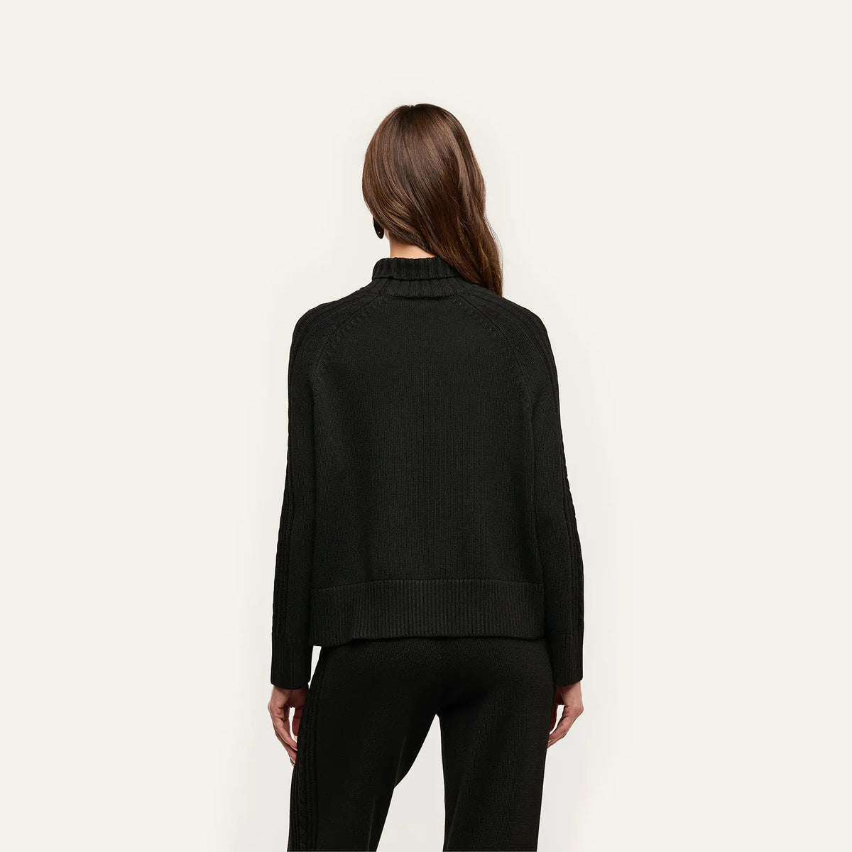 Sandrina Cable Turtleneck Black Sweater - Turtleneck L'Agence 