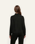 Sandrina Cable Turtleneck Black Sweater - Turtleneck L'Agence 