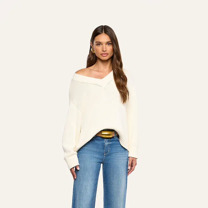 Paxton Oversized V-Neck Sweater Ivory Sweater - V-Neck L'Agence 