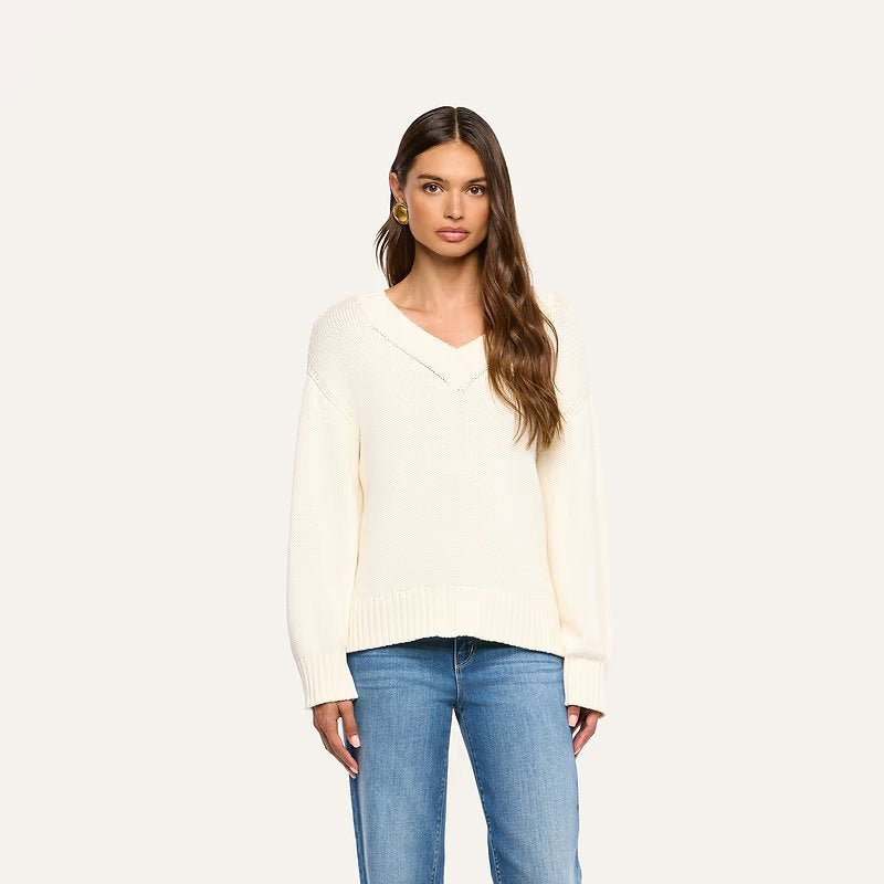 Paxton Oversized V-Neck Sweater Ivory Sweater - V-Neck L'Agence 